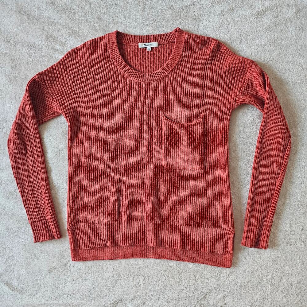 Madewell Women's Thompson Pocket Pullover Sweater
Size XXS Orange Crew Neck